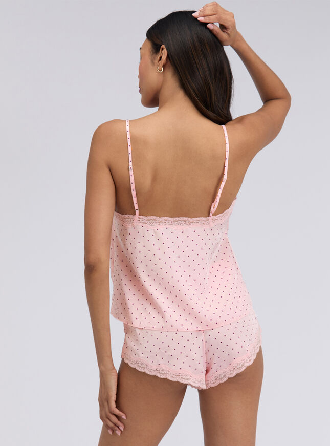 Daisy polka dot satin cami set
