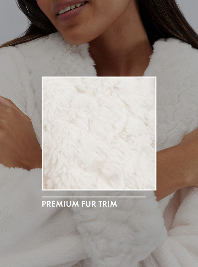 Fur-trimmed long dressing gown