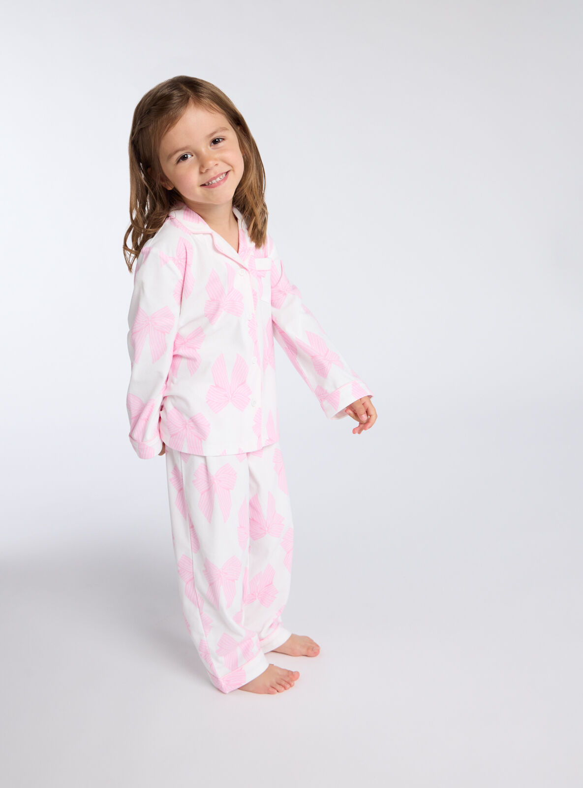 Kids bows fleece pyjamas in a bag Ivory Mix Boux Avenue UK