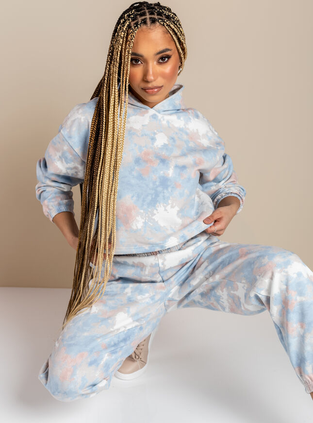 Tie dye cropped sweat hoodie