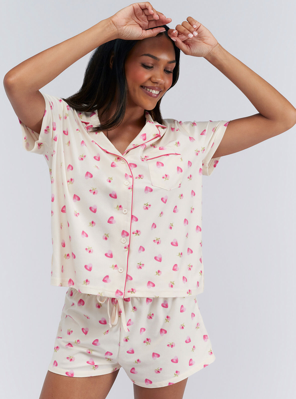 Heart roses pyjama shorties in a bag | Boux Avenue UK