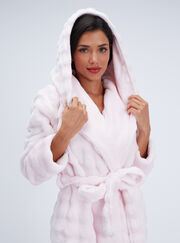 Bubble texture fluffy long dressing gown
