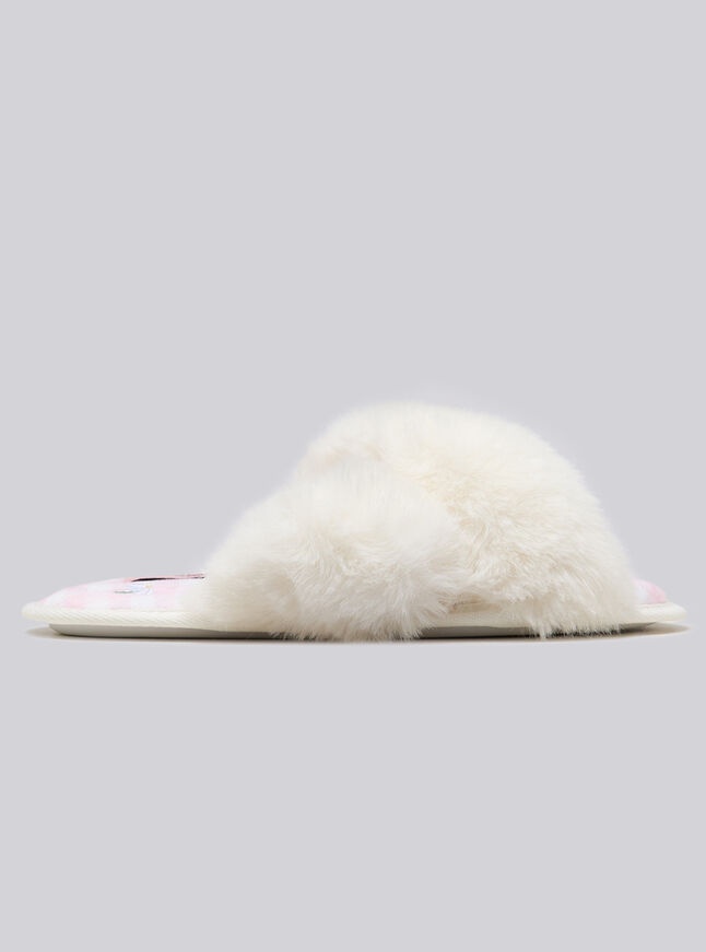 Daisy embroidered slider slippers