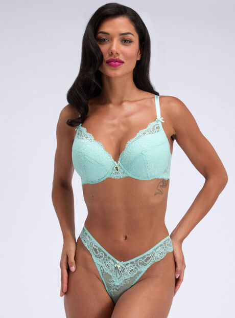 Amber lace plunge lingerie set