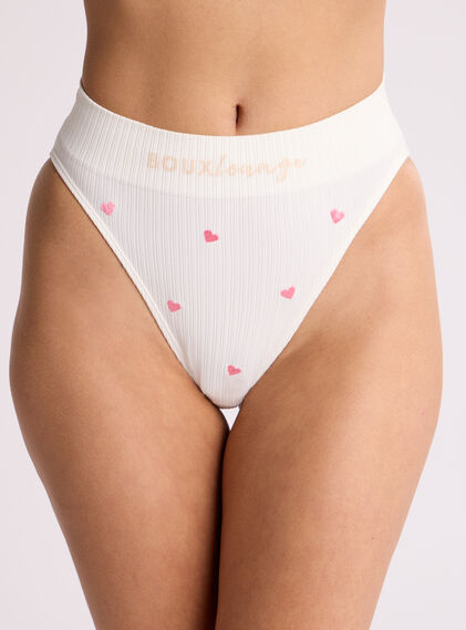 Ribbed seamless heart embroidered briefs