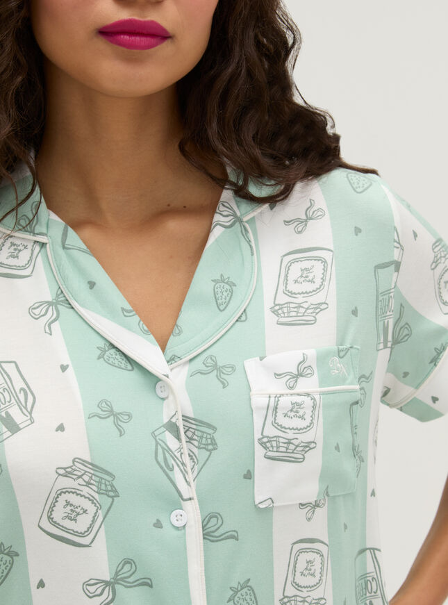 Coffee striped modal short pyjama set