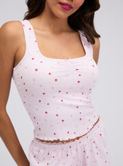 Floral ribbed short pyjama set