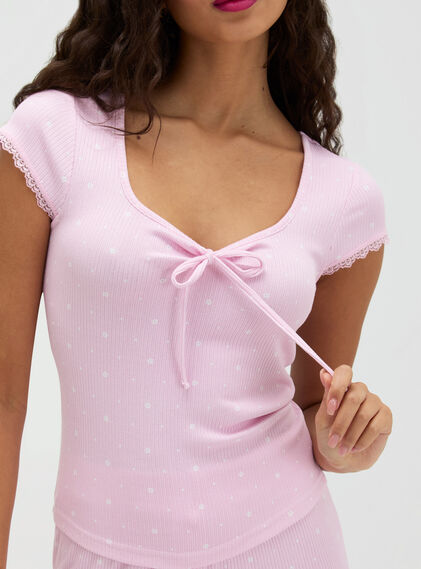 Daisy ribbed long pyjama set