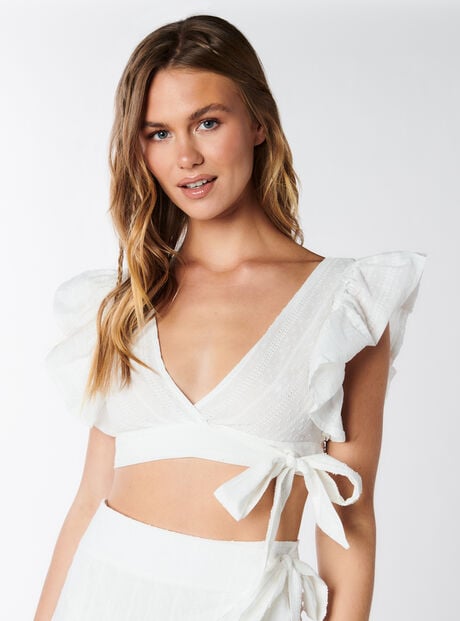Broderie wrap top