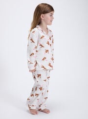 Kids' playful cat fleece pyjamas in a bag