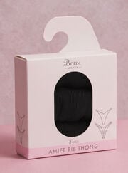 3 pack Amiee ribbed high leg thongs