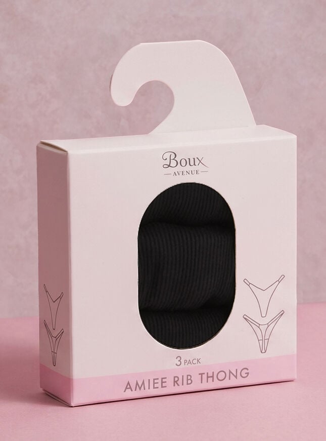 3 pack Amiee ribbed high leg thongs