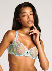 Flora sheer embroidered balconette bra