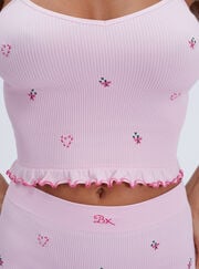Candy cane embroidered seamless cami top