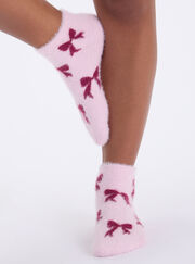2 pack bow fluffy trainer socks