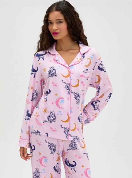 Cat & moon modal long pyjama set