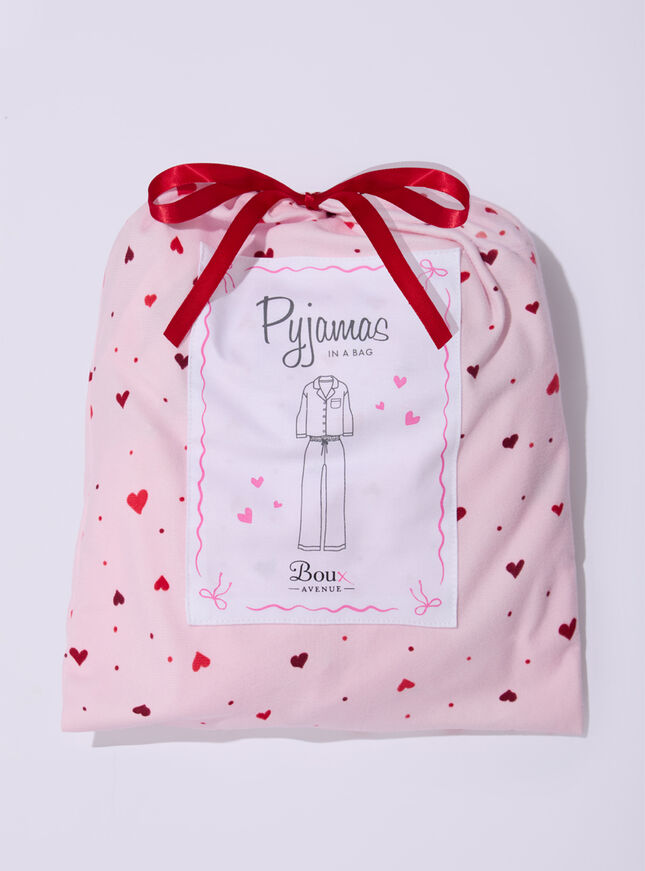 Ditsy heart fleece pyjamas in a bag