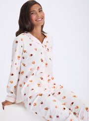 Coffee bar fleece pyjamas in a bag