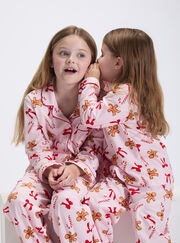 Kids' gingerbread & candy cane fleece pyjamas in a bag