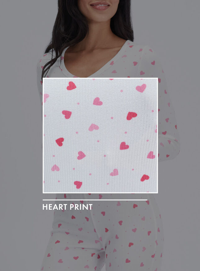 Heart ribbed long pyjama set