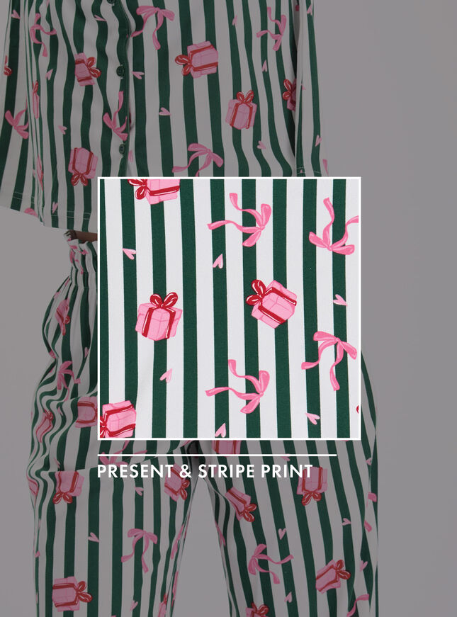 Present stripe fleece pyjamas in a bag