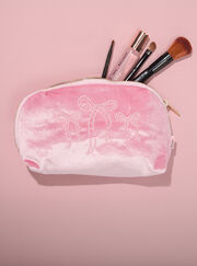 Beaded bow makeup bag
