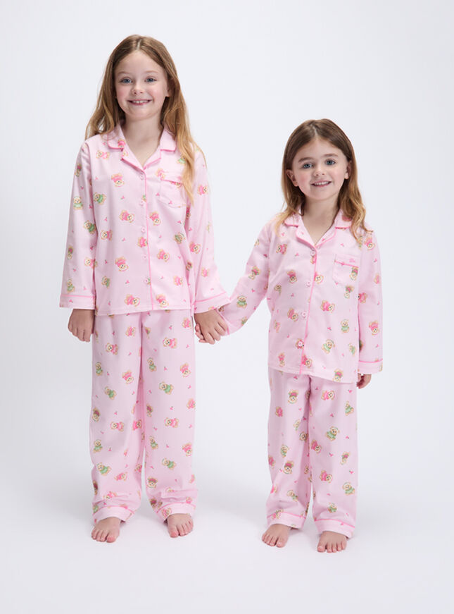Kids' teddy bear fleece pyjamas in a bag
