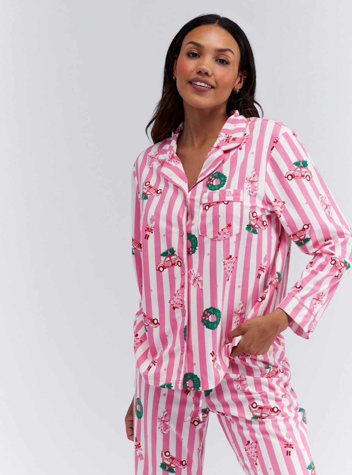 Striped Christmas pyjamas in a bag | Candy Pink | Boux Avenue UK