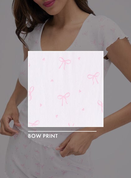 Bow ribbed short pyjama set