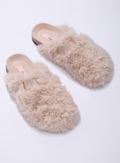Teddy fleece clog mule slippers