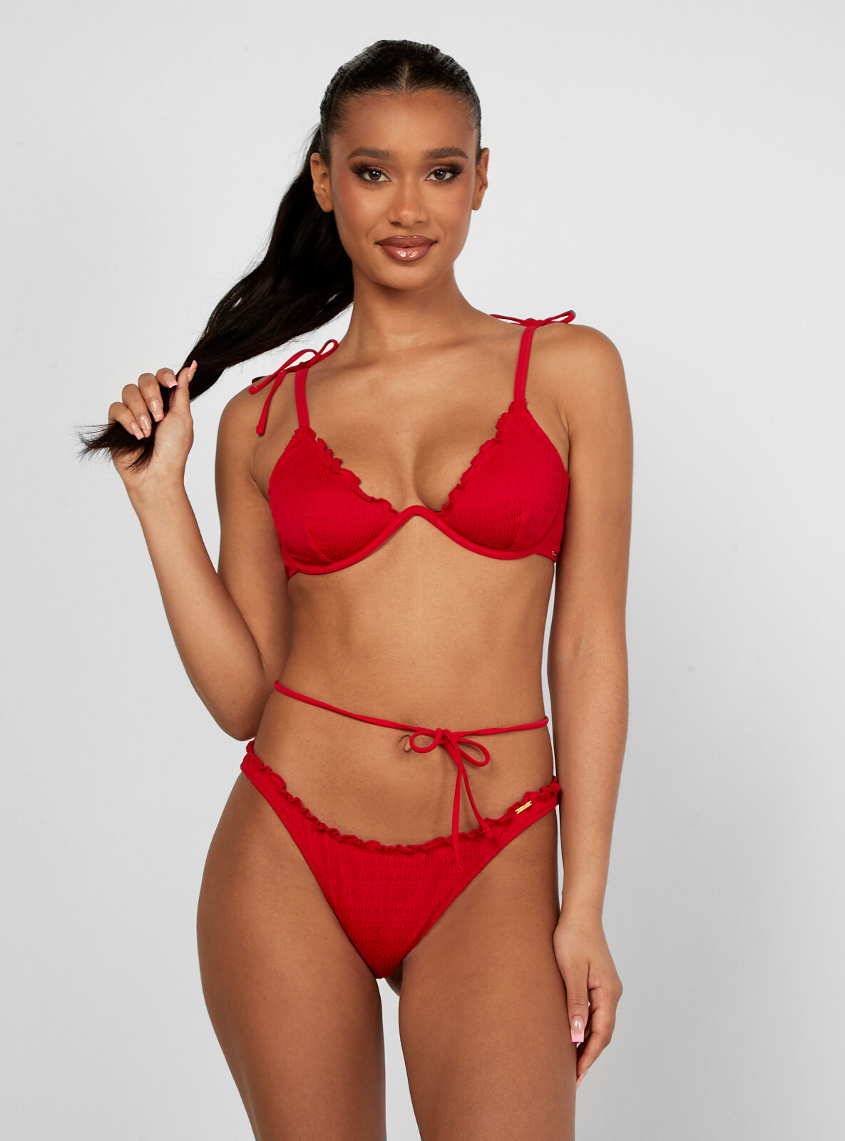 Boux Avenue Ibiza textured bikini briefs - Red Mix - 14