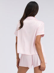 Striped oversized satin short pyjama set