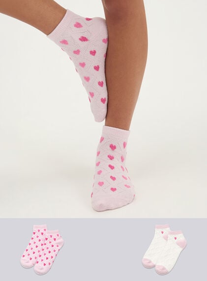 2 pack heart textured trainer socks