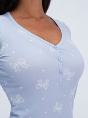 Bow ribbed modal short pyjama set