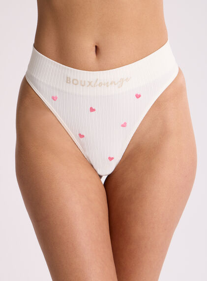 Ribbed seamless heart embroidered thong