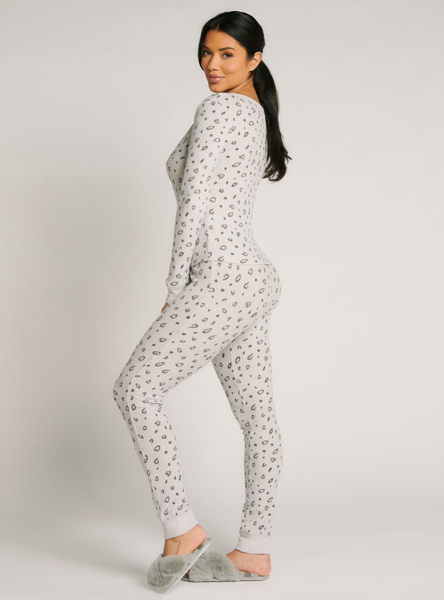 Leopard henley and leggings pyjama set