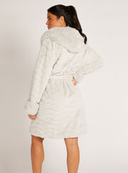 Fluffy chevron midi dressing gown