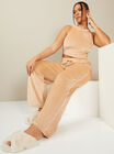 Velour piped wide leg trousers