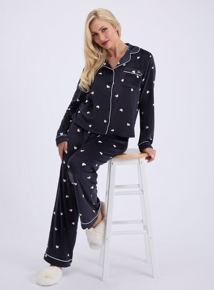 Heart velour long pyjama set