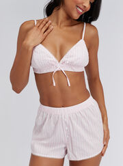 3 piece striped cotton short pyjama set