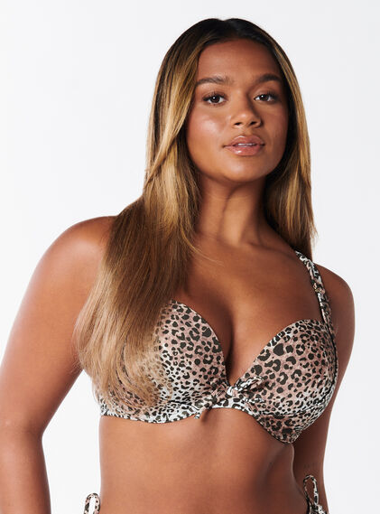 Full support padded leopard print bikini top