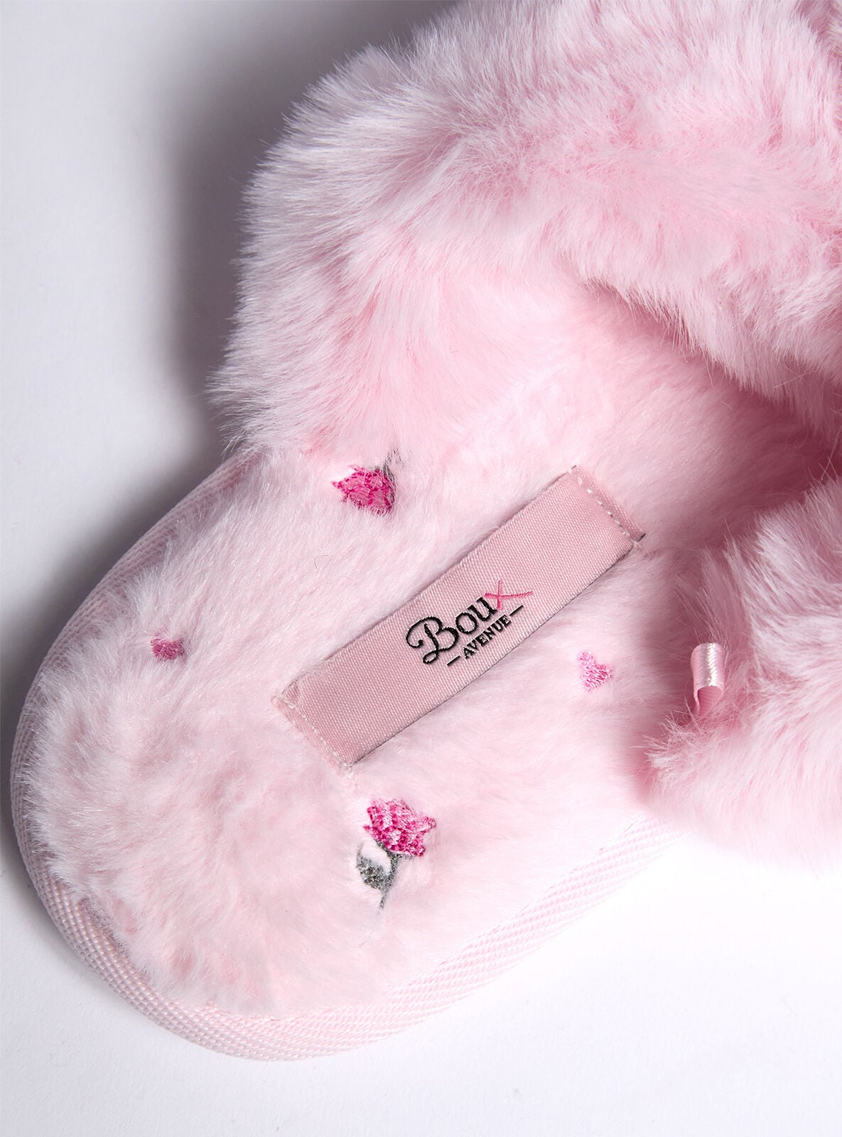 Floral embroidered cross band slider slippers | Candy Pink | Boux