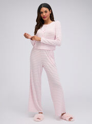 Striped pointelle long pyjama set
