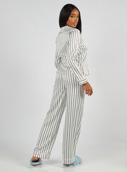Charcoal stripe satin revere pyjama set