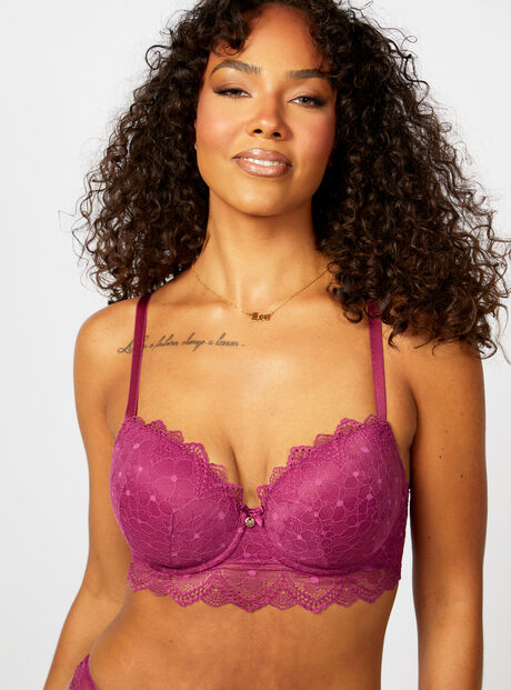 Hattie elongated floral lace balconette bra