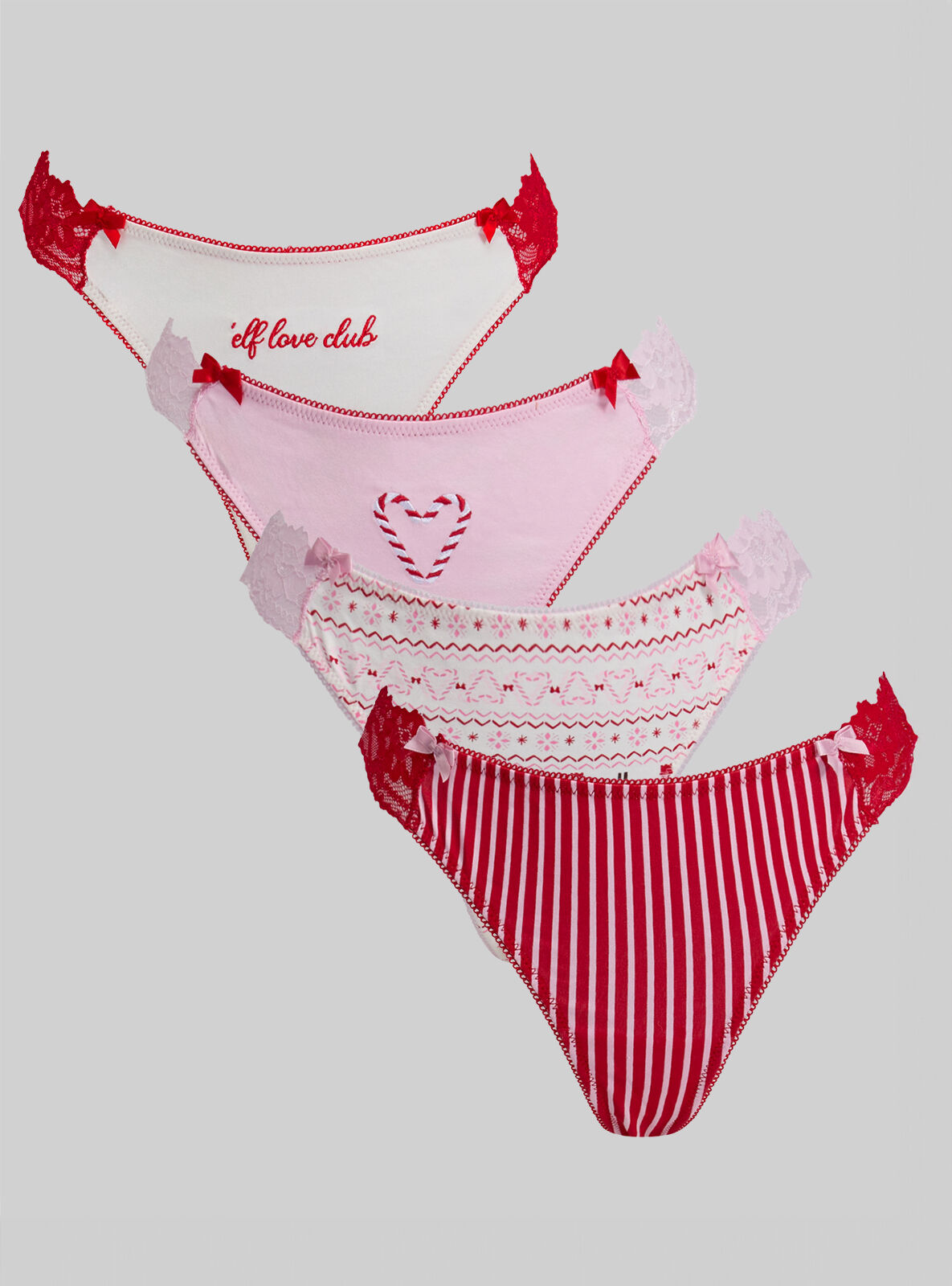 Boux Avenue 4 pack Christmas thong gift box - Red Mix - S