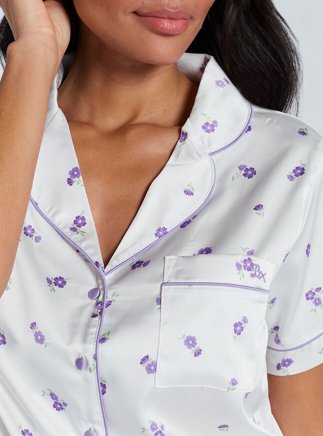 Luxe satin floral short pyjama set
