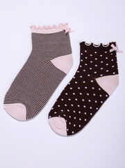 2 pack striped & polka dots midi socks