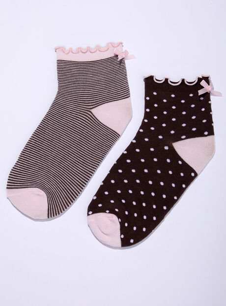 2 pack striped & polka dots midi socks