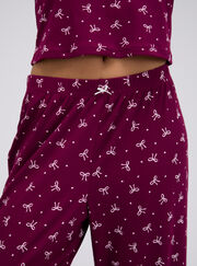 Bow ribbed long pyjama set
